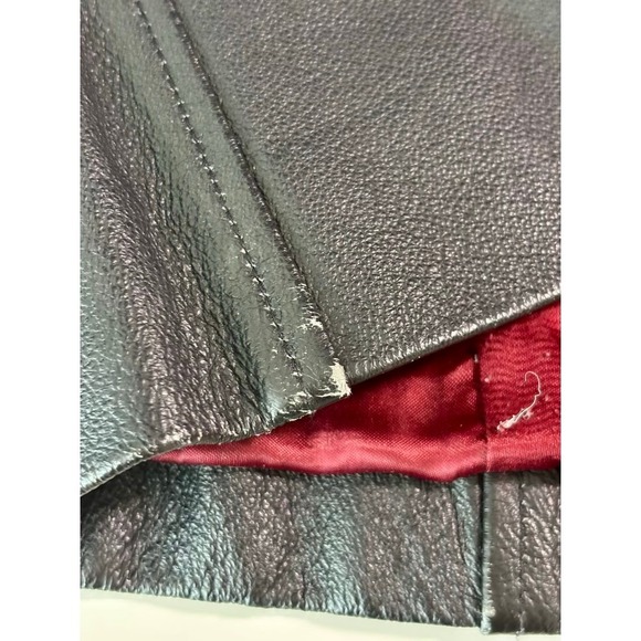 Y2K Genuine Leather Jacket Womens 1X Black 90s Minimalist Whimsy Sleek Classic - Picture 11 of 16